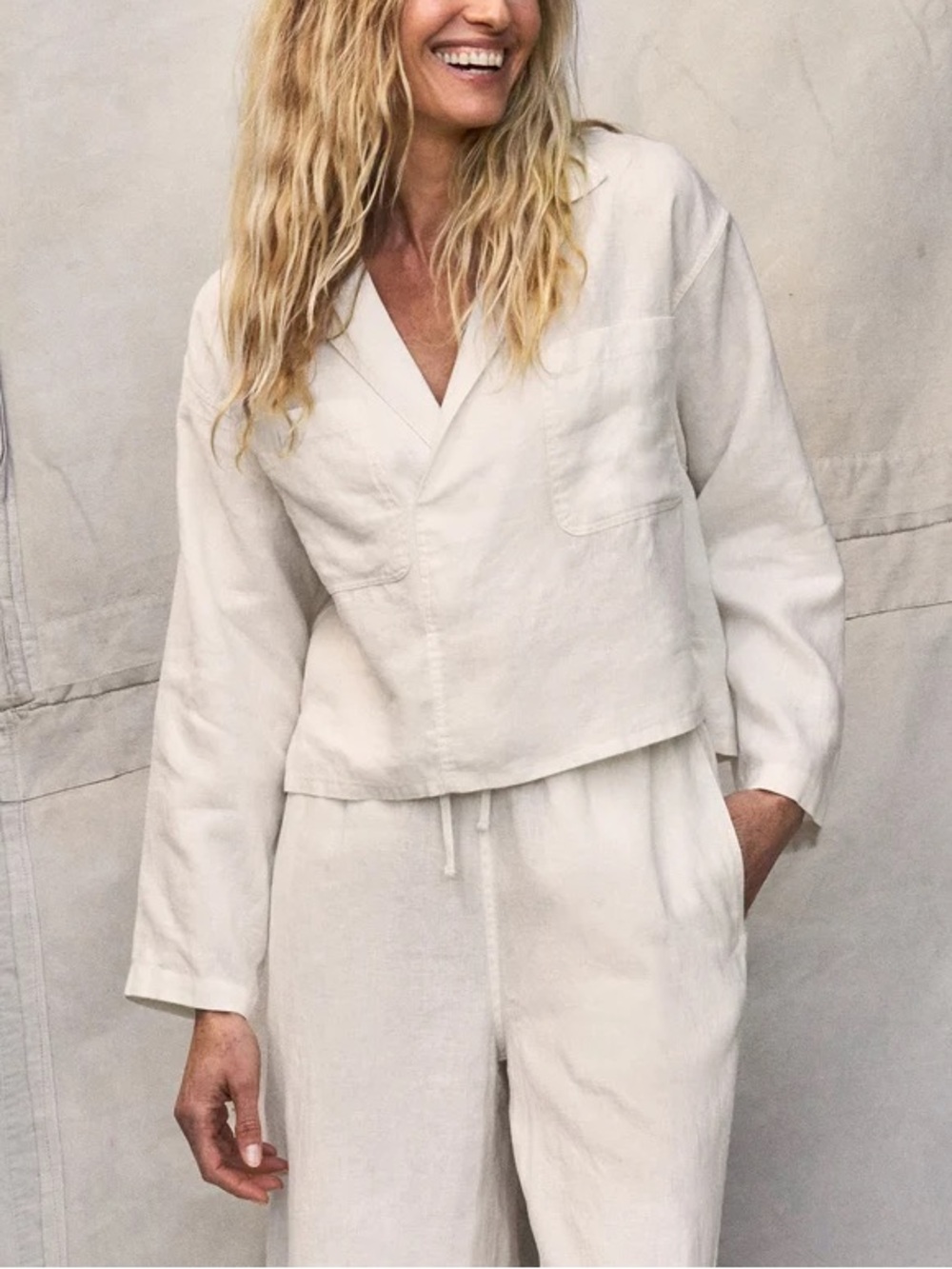 Buck Mason Crosshatch Linen Monterrey Popover Shirt in White 🤍